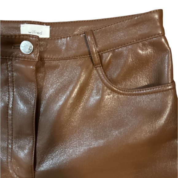 WILFRED The Melina High Waisted Vegan Leather Pants in Cognac Brown‎ Wm Sz 4 EUC - Picture 4 of 9